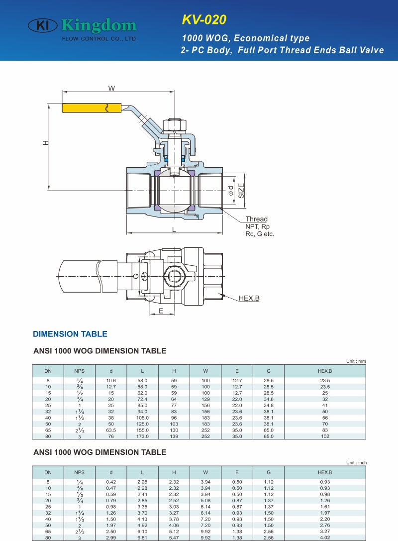 1000 WOG Ball Valve